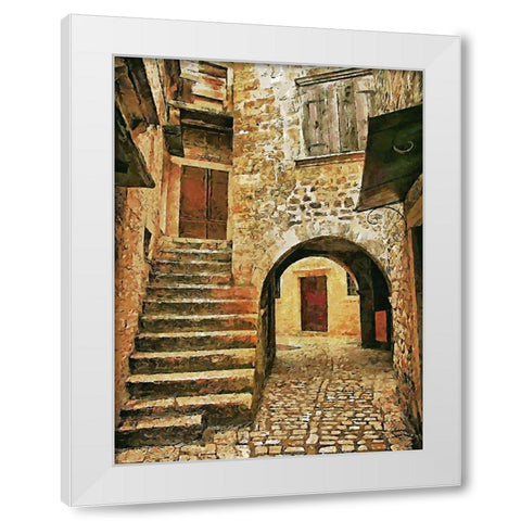 Street in Tuscany old Town II White Modern Wood Framed Art Print by Medeiros, Celito