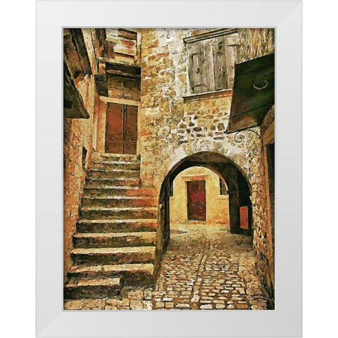 Street in Tuscany old Town II White Modern Wood Framed Art Print by Medeiros, Celito