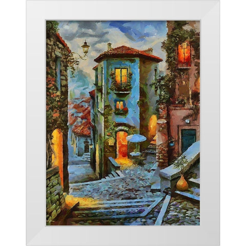 Street in Tuscany old Town III White Modern Wood Framed Art Print by Medeiros, Celito