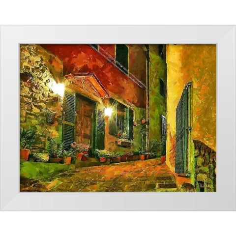 Street in Tuscany old Town IV White Modern Wood Framed Art Print by Medeiros, Celito