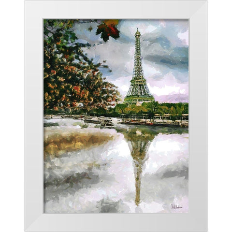Paris View White Modern Wood Framed Art Print by Medeiros, Celito