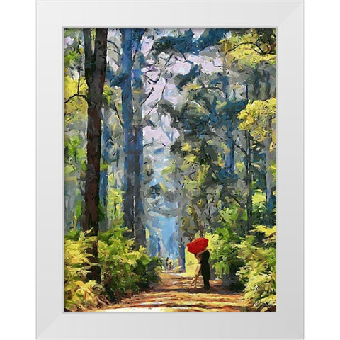 Love under Umbrella White Modern Wood Framed Art Print by Medeiros, Celito