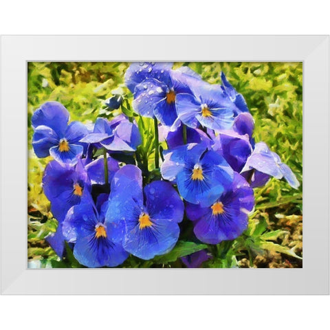 Pansies White Modern Wood Framed Art Print by Medeiros, Celito