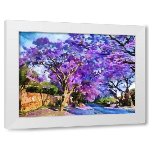 Purple Trees White Modern Wood Framed Art Print by Medeiros, Celito