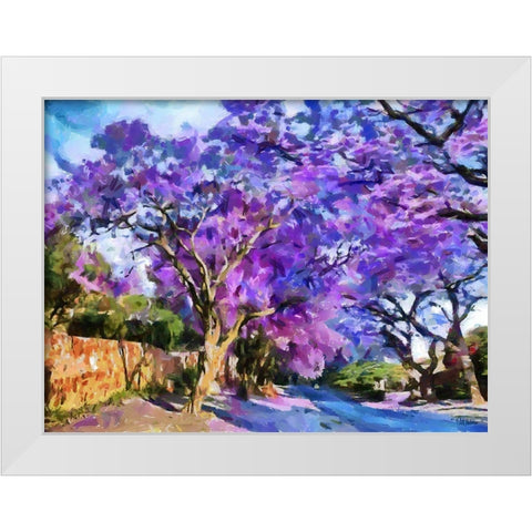 Purple Trees White Modern Wood Framed Art Print by Medeiros, Celito