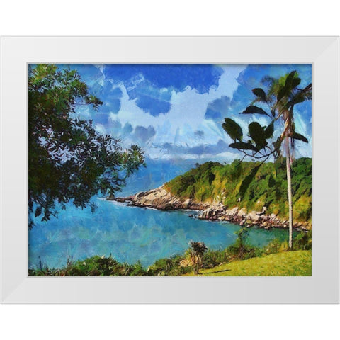 Romantic Bay White Modern Wood Framed Art Print by Medeiros, Celito