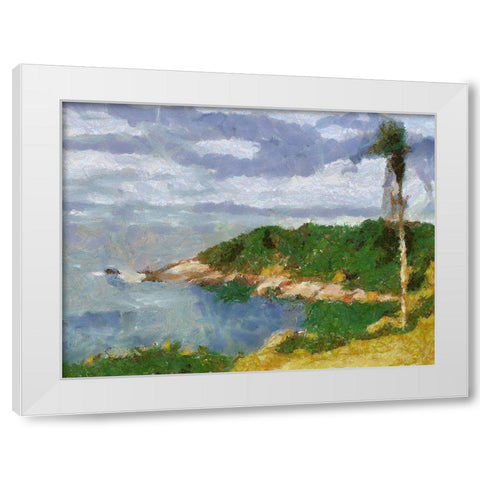 Impression Bay White Modern Wood Framed Art Print by Medeiros, Celito