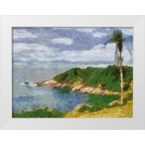 Impression Bay White Modern Wood Framed Art Print by Medeiros, Celito