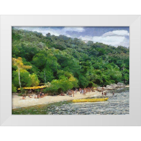 Impression Bay IV White Modern Wood Framed Art Print by Medeiros, Celito
