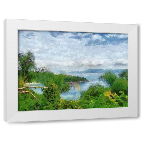 Impression Bay V White Modern Wood Framed Art Print by Medeiros, Celito