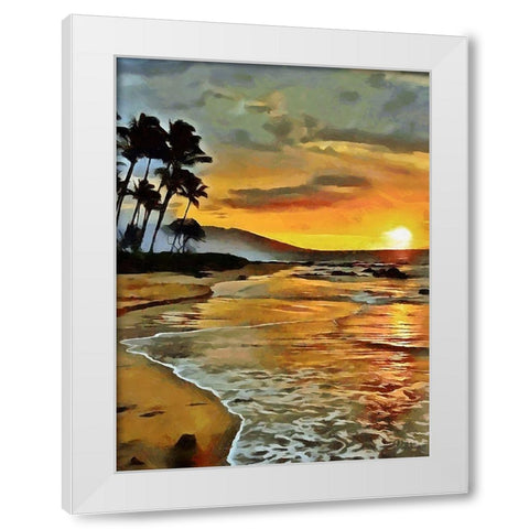 Sunset over the Sea vertical White Modern Wood Framed Art Print by Medeiros, Celito