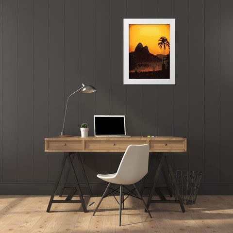 Sunset in Rio de Janeiro White Modern Wood Framed Art Print by Medeiros, Celito