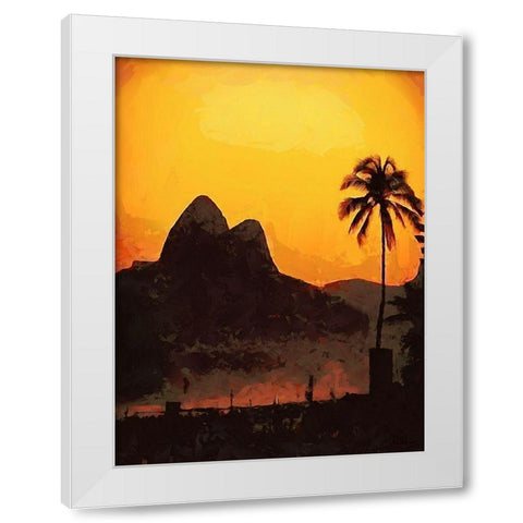 Sunset in Rio de Janeiro White Modern Wood Framed Art Print by Medeiros, Celito