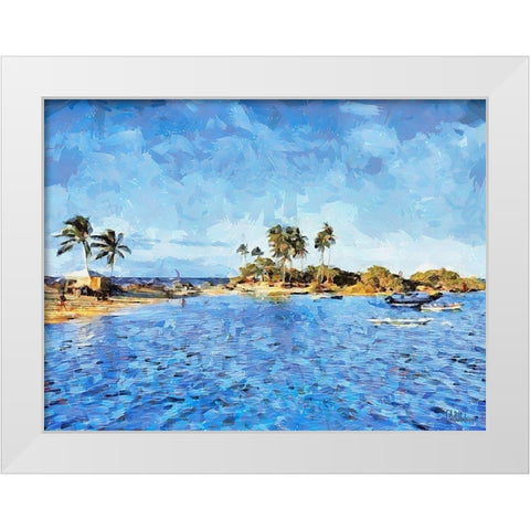 Windy Day by the Sea White Modern Wood Framed Art Print by Medeiros, Celito
