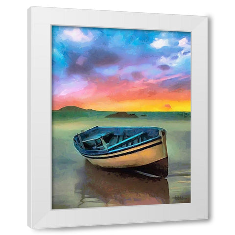 Boat on the Beach White Modern Wood Framed Art Print by Medeiros, Celito