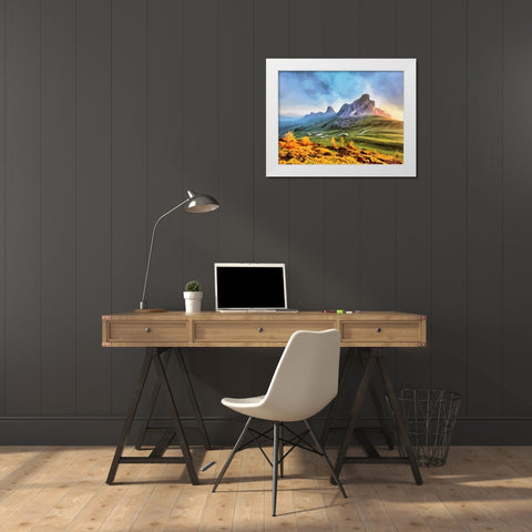 Dolomity Mountains White Modern Wood Framed Art Print by Medeiros, Celito