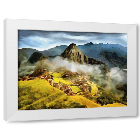 Machu Picchu White Modern Wood Framed Art Print by Medeiros, Celito