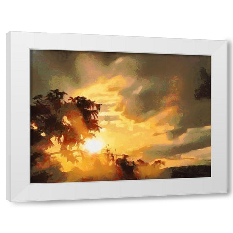 Sunset behind the Tree White Modern Wood Framed Art Print by Medeiros, Celito