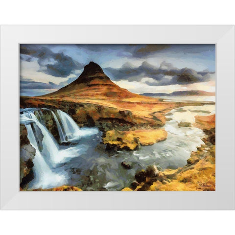 Famous Hill on Iceland White Modern Wood Framed Art Print by Medeiros, Celito
