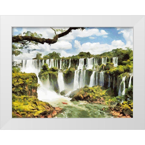 Iguazu Watterfalls White Modern Wood Framed Art Print by Medeiros, Celito