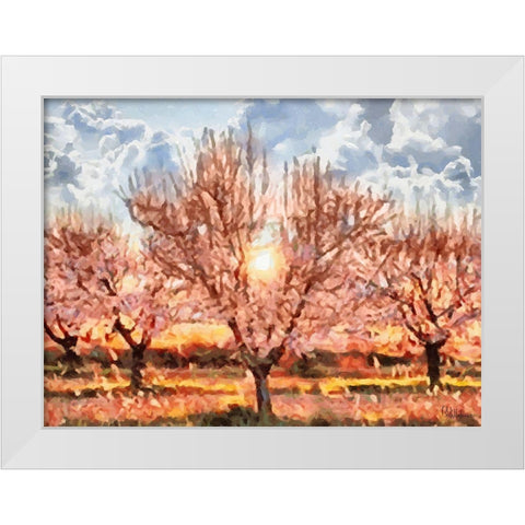 Red Flowering Tree with Sun White Modern Wood Framed Art Print by Medeiros, Celito