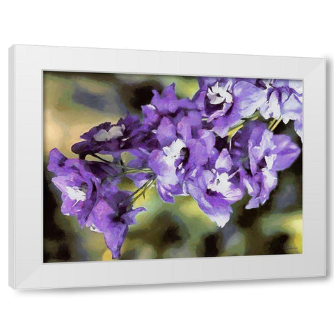 Purple Flowers White Modern Wood Framed Art Print by Medeiros, Celito