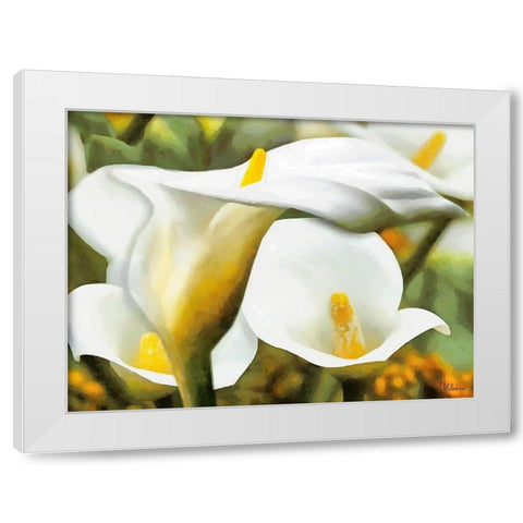 White Flowers White Modern Wood Framed Art Print by Medeiros, Celito