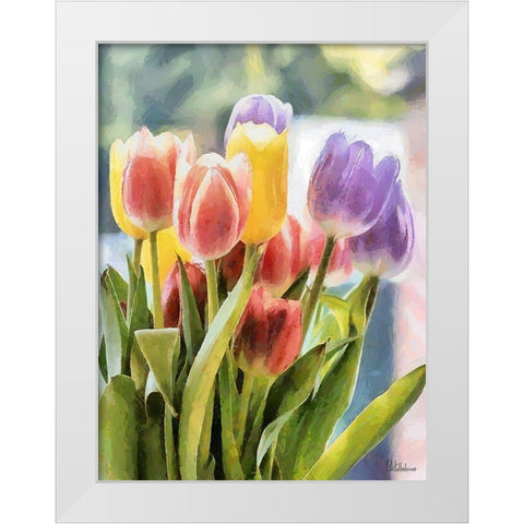 Just Tulips III White Modern Wood Framed Art Print by Medeiros, Celito