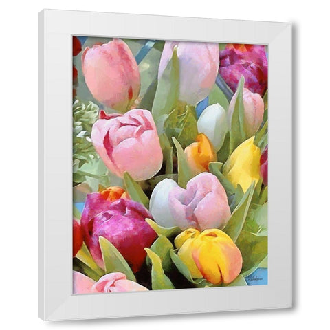 Just Tulips IV White Modern Wood Framed Art Print by Medeiros, Celito