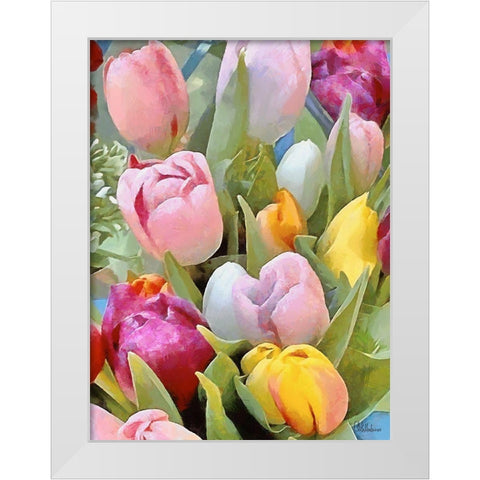 Just Tulips IV White Modern Wood Framed Art Print by Medeiros, Celito