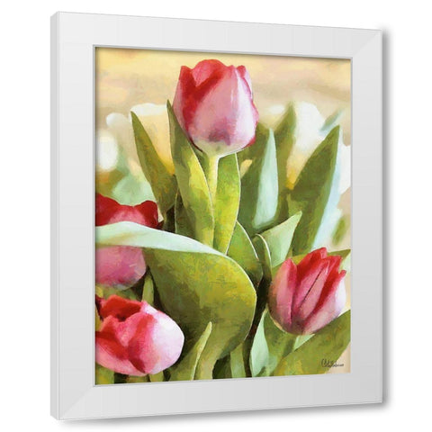 Just Tulips V White Modern Wood Framed Art Print by Medeiros, Celito