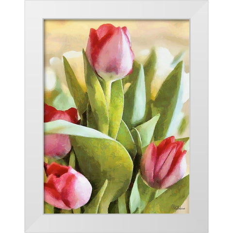 Just Tulips V White Modern Wood Framed Art Print by Medeiros, Celito