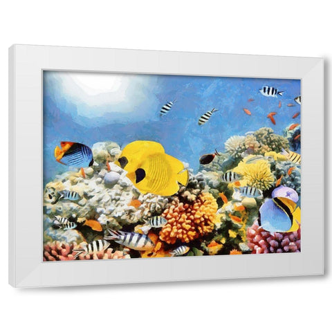 Fishes in Tropical Sea II White Modern Wood Framed Art Print by Medeiros, Celito