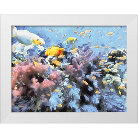 Fishes in Tropical Sea III White Modern Wood Framed Art Print by Medeiros, Celito