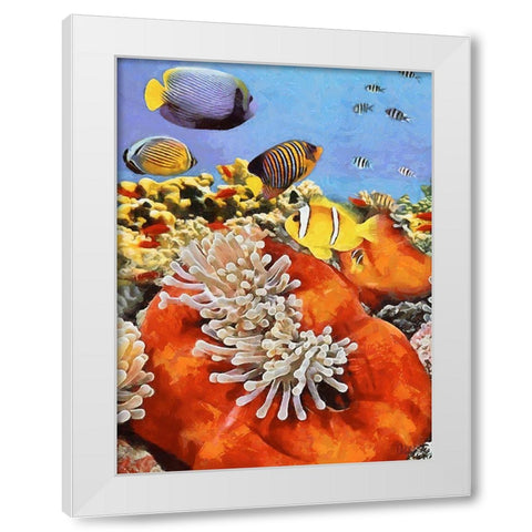 Fishes in Tropical Sea IV White Modern Wood Framed Art Print by Medeiros, Celito