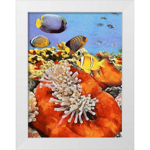 Fishes in Tropical Sea IV White Modern Wood Framed Art Print by Medeiros, Celito