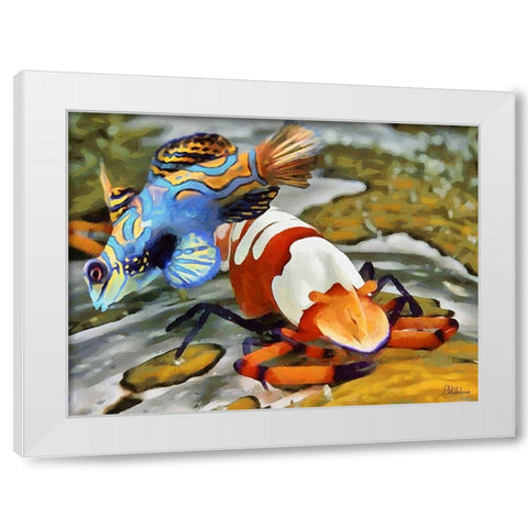 Fishes in Tropical Sea V White Modern Wood Framed Art Print by Medeiros, Celito