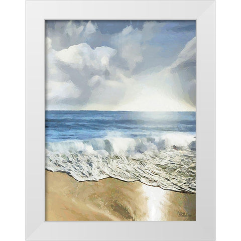White Wave at the Beach II White Modern Wood Framed Art Print by Medeiros, Celito