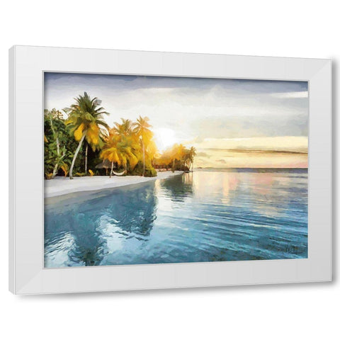 Sunset over Palm Trees I White Modern Wood Framed Art Print by Medeiros, Celito