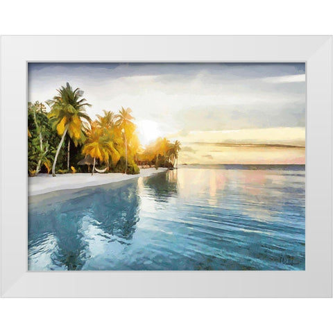 Sunset over Palm Trees I White Modern Wood Framed Art Print by Medeiros, Celito