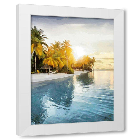 Sunset over Palm Trees II White Modern Wood Framed Art Print by Medeiros, Celito