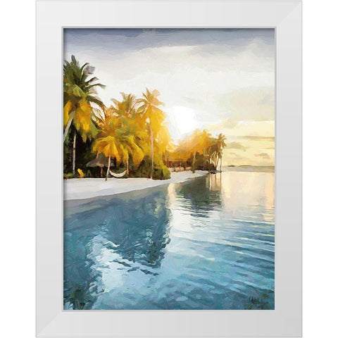 Sunset over Palm Trees II White Modern Wood Framed Art Print by Medeiros, Celito