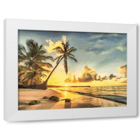Sunset over Palm Trees III White Modern Wood Framed Art Print by Medeiros, Celito
