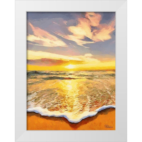 White Wave at the Beach VII White Modern Wood Framed Art Print by Medeiros, Celito