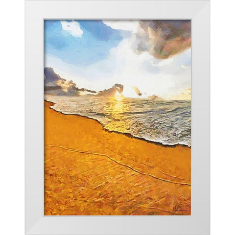 White Wave at the Beach IX White Modern Wood Framed Art Print by Medeiros, Celito