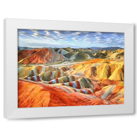 Painted Mountains I White Modern Wood Framed Art Print by Medeiros, Celito