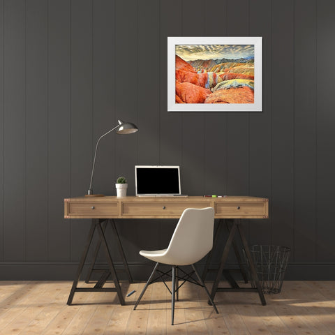 Painted Mountains II White Modern Wood Framed Art Print by Medeiros, Celito