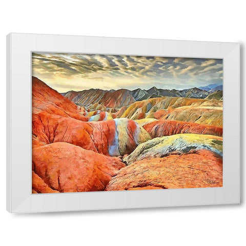 Painted Mountains II White Modern Wood Framed Art Print by Medeiros, Celito
