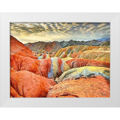 Painted Mountains II White Modern Wood Framed Art Print by Medeiros, Celito