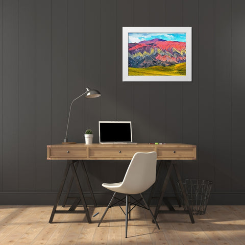 Painted Mountains IV White Modern Wood Framed Art Print by Medeiros, Celito